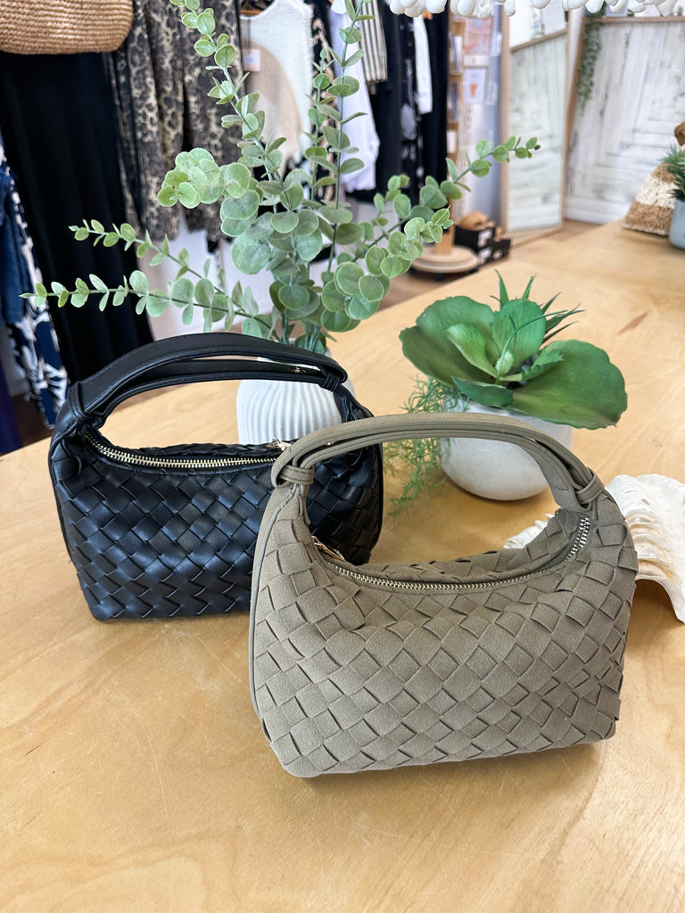 Cleo Woven Handbag Black